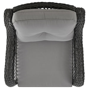 English Elm Fruttuo 3-Piece Conversation Set with Waterproof Removable Cushions Steel Frame & Frosted Glass Top Grey B365P398246