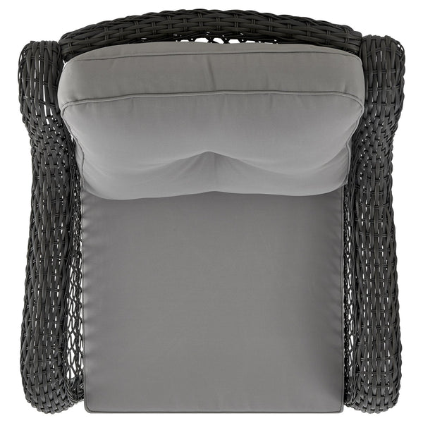 English Elm Fruttuo 3-Piece Conversation Set with Waterproof Removable Cushions Steel Frame & Frosted Glass Top Grey B365P398246