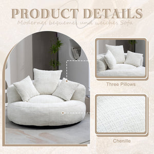 English Elm Lazy Sofa Oversized Ergonomic Bean Bag Lounger with High Wrap Back, Plush Chenille Foam Comfort for Living Room, Bedroom, Office Beige W395P252048