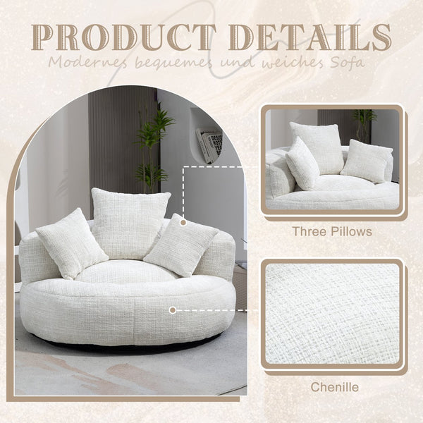 English Elm Lazy Sofa Oversized Ergonomic Bean Bag Lounger with High Wrap Back, Plush Chenille Foam Comfort for Living Room, Bedroom, Office Beige W395P252048