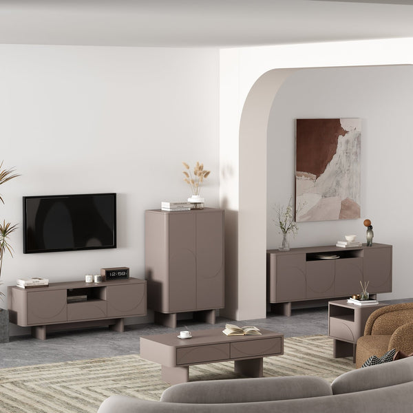 English Elm Ella Modern 20" Nightstand with Sled Legs, Open Shelf & Handle-Free Drawer — Sleek Safe Design Mocha B365P398135