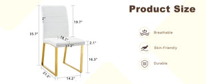 English Elm 2-pack Pu Leather Dining Chairs with Iron Legs and Foam Cushion for Home or Office White+Gold W2920P294517