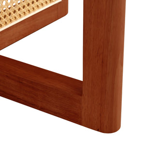 English Elm A deep red wooden coffee table with rattan accents — elegant, durable, easy assembly for cozy living spaces W1151140563