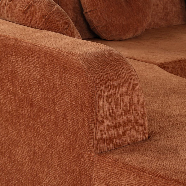 English Elm 122'' Curved L-shaped Sectional Sofa Chenille Upholstery Pocket Spring Living Room Seating Orange N760S0000049G