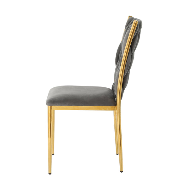 English Elm Modern Velvet Upholstered Dining Chairs Set of 2 with Electroplated Legs for Kitchen Dark Gray W210P301580