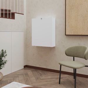 English Elm Virgin Wall-Mounted Floating Table White – Foldable Space-Saving Desk with 3 Open Shelves, Durable Engineered Wood B092P254743