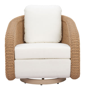 Zuo Modern Solara Swivel Chair Ivory - Stylish Outdoor Seating With Durable Fabric And Elegant Rattan Design White 100% Polyester,Aluminum,100% Polyethylene 704176-zuo-modern
