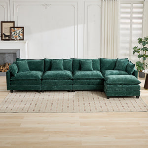 English Elm Cloud Sofa 4 Seats - Modular Sectional Couch In Green For Modern Living Rooms, Bedrooms & Comfort W1143S00021