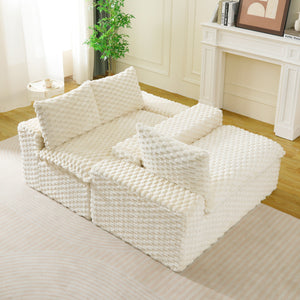 English Elm Luxury Turtle Velvet Multifunctional Sofa - Modular 4-Seater White/Green/Black/Pink, 400lb Capacity, Cozy Stylish Living Room Statement Piece W3371S00039