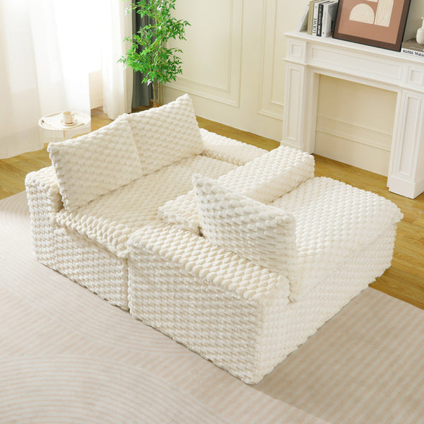 English Elm Luxury Turtle Velvet Multifunctional Sofa - Modular 4-Seater White/Green/Black/Pink, 400lb Capacity, Cozy Stylish Living Room Statement Piece W3371S00039