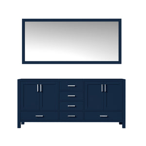 English Elm Navy Double Bath Vanity 72" W with 70" Mirror — Fully Assembled, 2 Cabinets, 6 Drawers, Shelf B2731S00521