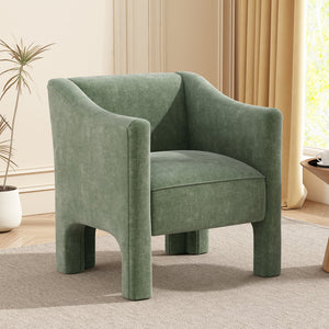 English Elm Modern Barrel Accent Chair Chenille Upholstered Wraparound Armchair for Any Room Green N763P336531F