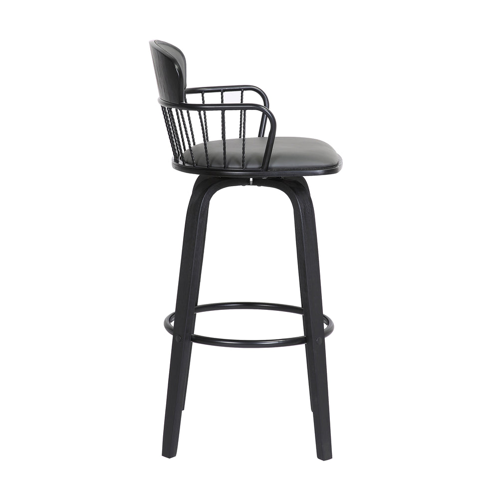 English Elm Willow Swivel Counterstool Gray Faux Leather Seat Modern Kitchen Bar Perch B2736P464837