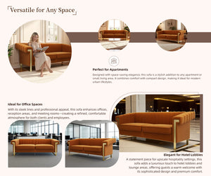 English Elm FX-P81-OR2(SOFA)Mid-Century Velvet Black Chesterfield 3-Seater Sofa with Gold Legs, Tufted Luxe Seating W576S00094