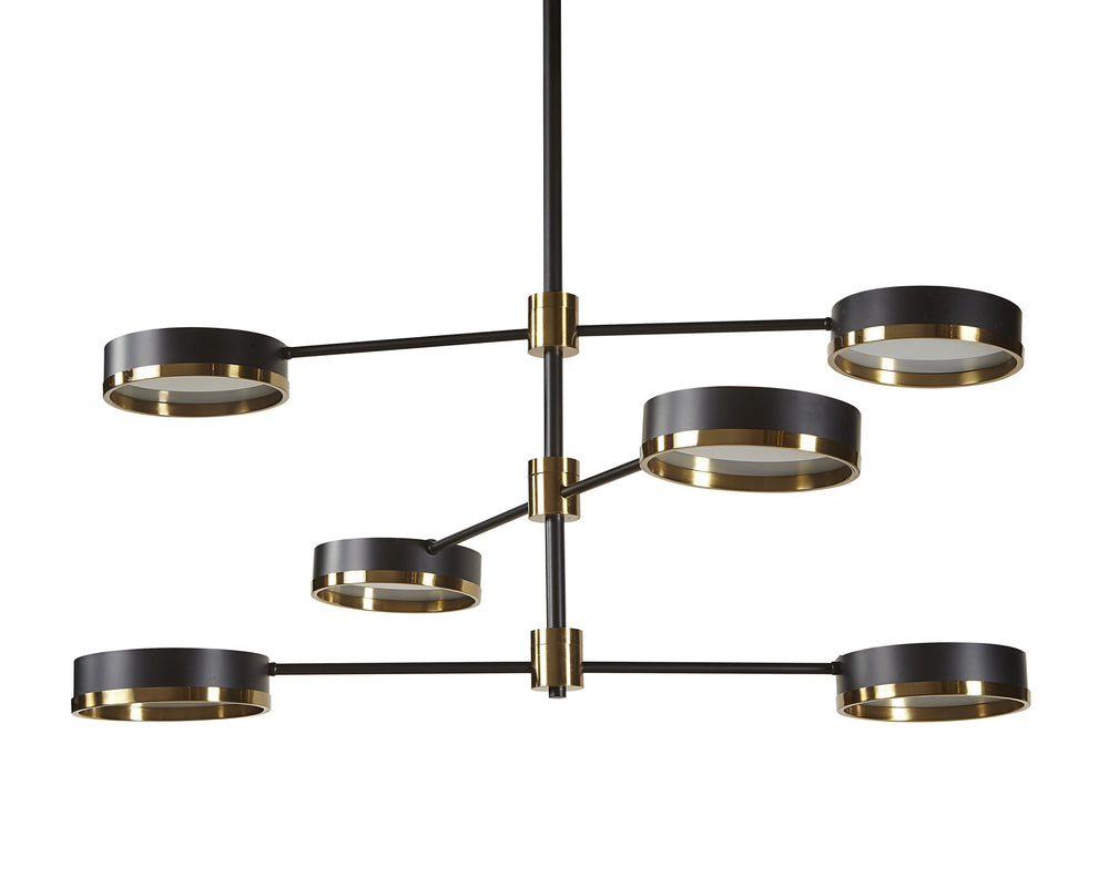 Sunpan Oralee Chandelier - Modern Black & Brass Fixture with Adjustable Arms for Stylish Home Decor