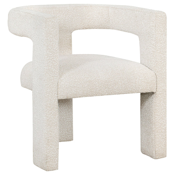 English Elm 1pc Coastal Spindle-Back Accent Chair with Padded Armrests, Linen-Look Upholstery & Welt Trim White 26.97 L x 25.39 W x 30.71 H B011P308574