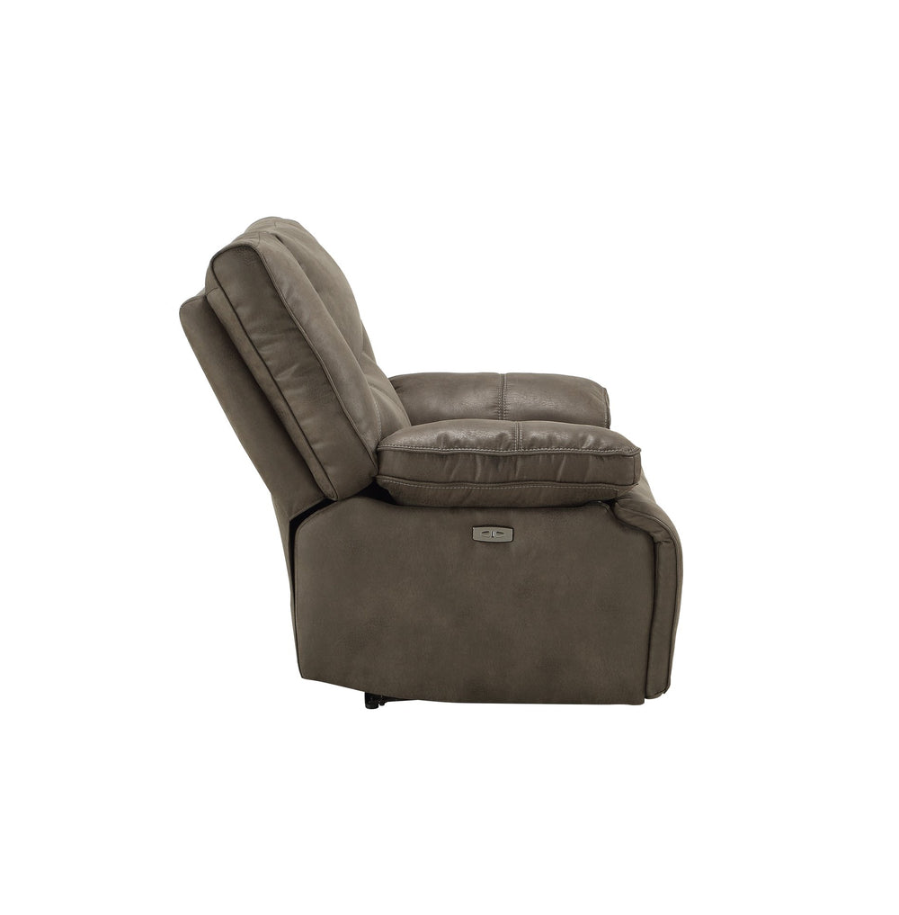 English Elm Harumi Gray Fabric Power Motion Loveseat w/USB Ports, Tufted Tight Cushions, Pillow-Top Arms, 67" Reclined Depth B2726P343796