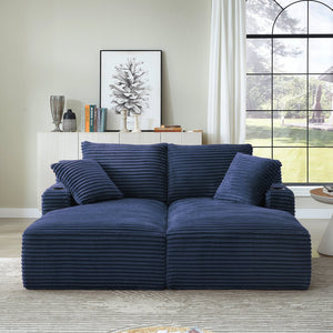 English Elm Compressible Corduroy Sleeper Loveseat with Cupholders Ready in 72 Hours No Assembly Blue W2339P411860