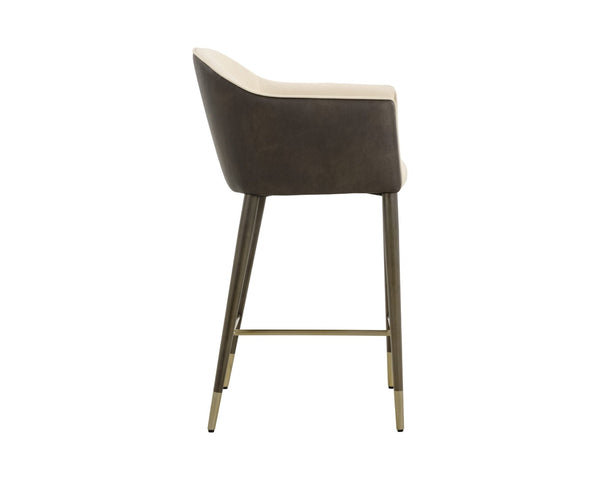 Sunpan KYLIN Modern Counter Stool - Dillon Cream & Bravo Ash Faux Leather, Stylish & Durable Design 112244