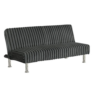 English Elm Charcoal Futon Sofa Bed - Contemporary Convertible Couch with Chrome Metal Support Legs, Foam Comfort Charcoal 67 L x 41 W x 9 H B2741P364367