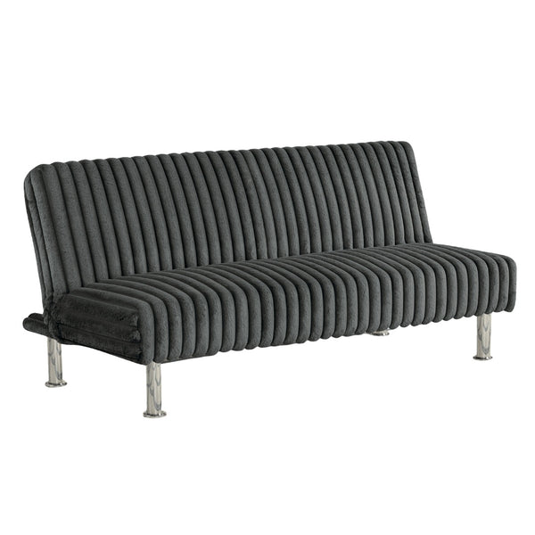English Elm Charcoal Futon Sofa Bed - Contemporary Convertible Couch with Chrome Metal Support Legs, Foam Comfort Charcoal 67 L x 41 W x 9 H B2741P364367