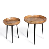 Wood and Iron Occasional Tables - Set of 2