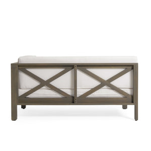 English Elm Brava Outdoor Acacia Corner Bench Set with Coffee Table for Patio Entertaining 57968.00WHI-64496.00GRY