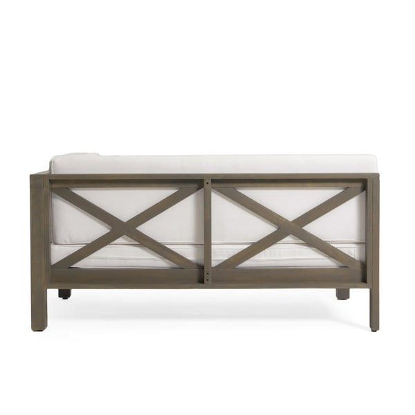 English Elm Brava Outdoor Acacia Corner Bench Set with Coffee Table for Patio Entertaining 57968.00WHI-64496.00GRY