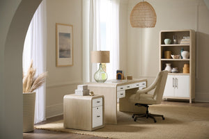 Hooker Furniture Brixton Bookcase With Two-Tone Elm & Ivory Doors, Adjustable Shelves, Concealed Storage, 80"H 6022-10445-80