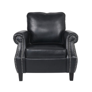English Elm Club Chair Faux Leather Deep Seat Lounge with Dark Birch Legs for Living Room 71403.00PUMDNT