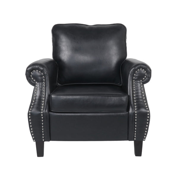 English Elm Club Chair Faux Leather Deep Seat Lounge with Dark Birch Legs for Living Room 71403.00PUMDNT