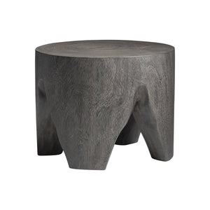 Bernhardt Bernhardt Kateri Carbonized Suar Drum Accent Table In Smoked Truffle — Handcrafted Sculptural Side Table (21"W) 487012