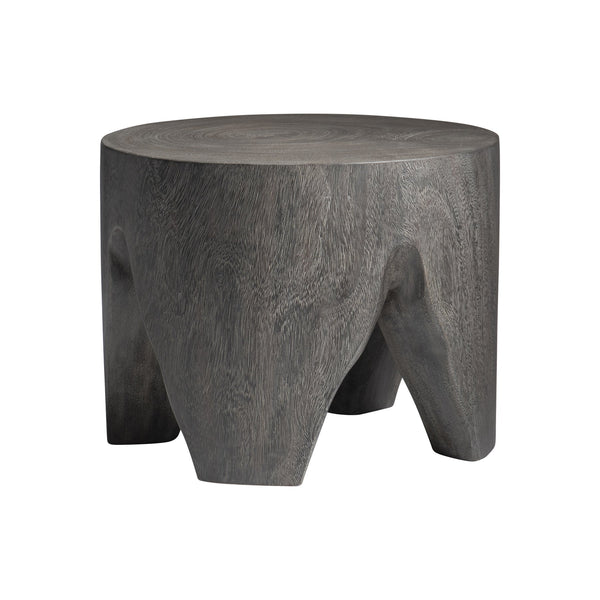 Bernhardt Bernhardt Kateri Carbonized Suar Drum Accent Table In Smoked Truffle — Handcrafted Sculptural Side Table (21"W) 487012