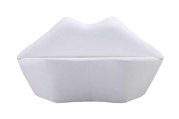 English Elm Kiss Vegan Leather Loveseat with Funky Lip Design, Hardwood Frame, High-Density Foam, Fully Assembled White B365P398101