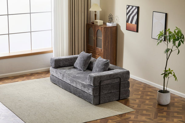 English Elm Floor Couch - Convertible Chenille Sofa Bed With Plush Back Support, Ideal For Living Rooms & Dorms W3723P344039