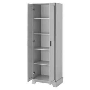 English Elm Storage Cabinet Modern Two-Door MDF Organizer with Adjustable Shelf, Anti-Tip Hardware, Durable Design Grey N725P331419E