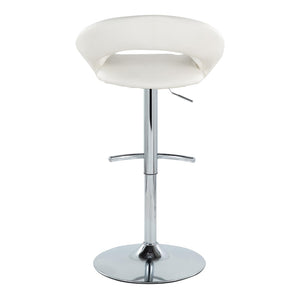 English Elm Posh Adjustable Barstools Set Of 2 - Modern Chrome Base & White Faux Leather, 360-Degree Swivel Design B202S00998-GIGA