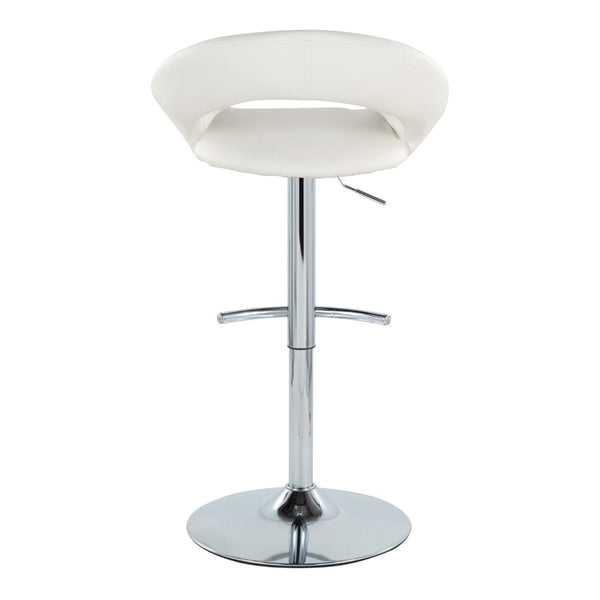 English Elm Posh Adjustable Barstools Set Of 2 - Modern Chrome Base & White Faux Leather, 360-Degree Swivel Design B202S00998-GIGA