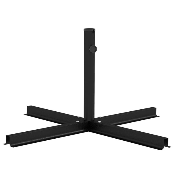 English Elm Outsunny Heavy-Duty Cross Brace Umbrella Stand For Stability & Style, Fits 1.5"-1.9" Poles, Black W2225P229167-GIGA