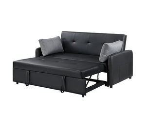English Elm Ravenna Tufted Pu Leather Sleeper Sofa with Built-in Charging Station for Studio Living B2749P413198