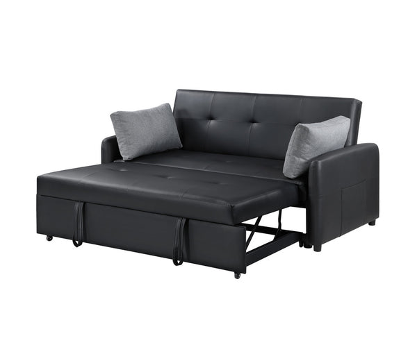English Elm Ravenna Tufted Pu Leather Sleeper Sofa with Built-in Charging Station for Studio Living B2749P413198