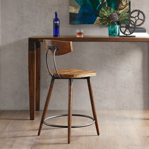 INK+IVY Frazier Mid-Century Counter Stool 24" With Back II104-0378 Brown