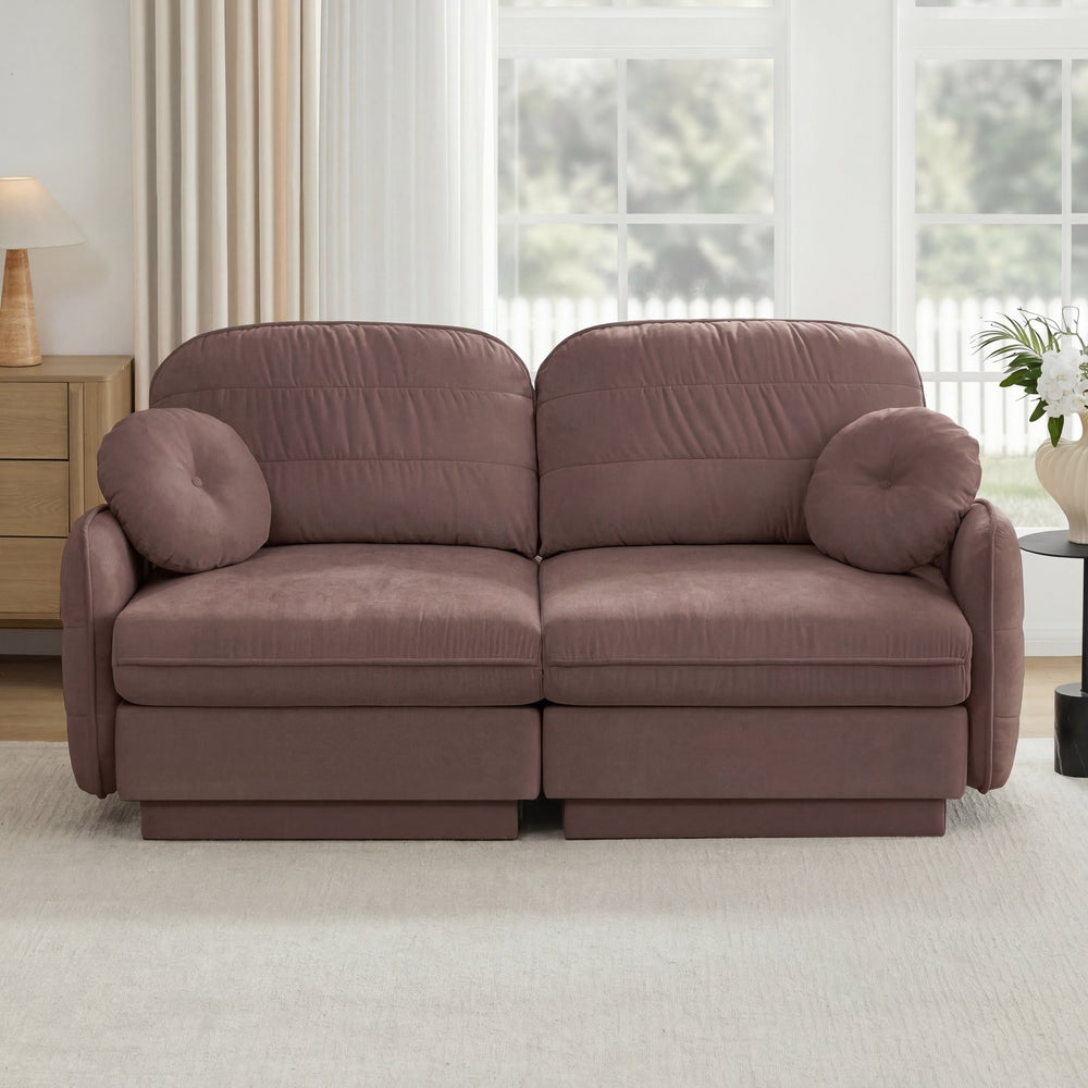 English Elm Chenille Cloud Loveseat with Quilted Back Cushions Deep Foam Seat Modern Living Room Sofa Rose Dust W714S01774
