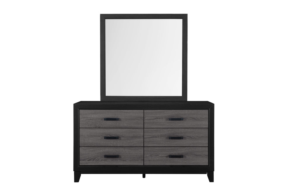 English Elm SOLUTO Rustic Grey & Black Wall Mirror – Solid Wood/MDF Frame, Urban Farmhouse Inlay Finish B201P215851
