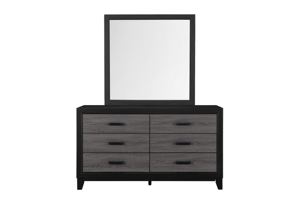 English Elm SOLUTO Rustic Grey & Black Wall Mirror – Solid Wood/MDF Frame, Urban Farmhouse Inlay Finish B201P215851