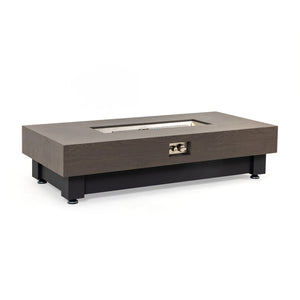 English Elm 60-INCH Modern Fire Pit Table with Stainless Steel Burner, Rain Cover, Propane Heater for Patio Gatherings Black,Walnut W3131P333699