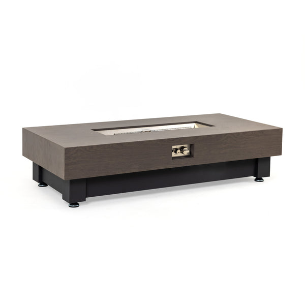 English Elm 60-INCH Modern Fire Pit Table with Stainless Steel Burner, Rain Cover, Propane Heater for Patio Gatherings Black,Walnut W3131P333699