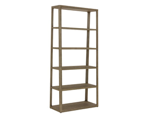 Sunpan Doncaster Bookcase - Modern Smoke Grey Oak Design Perfect for Minimalist Home Decor and Storage Large - 35.5W x 15.75D x 76H