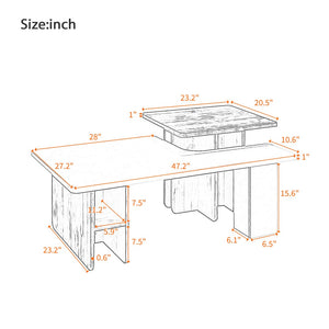 English Elm Vibe Nesting Coffee Tables Set Of 2 - Stylish Rectangular Farmhouse Design For Modern Living Spaces N724P294661K-GIGA