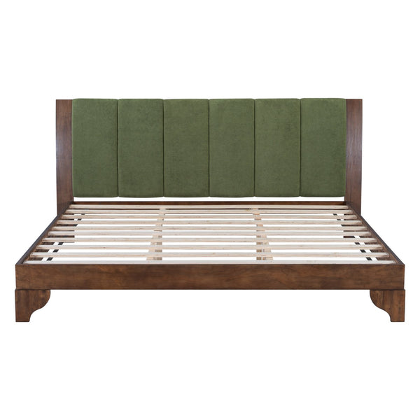 English Elm Christopher Knight Home® - Premium Pine Wood King Bed Frame - Mid-Century Modern Design With Upholstered Headboard & Unique Colors N770P345989D_N770P345990D